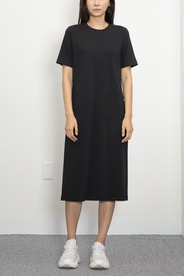 WRD023 파인 코튼 져지 포켓 드레스 (블랙)