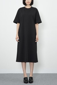 WRD006B 스판 코튼 코리안 슬리브 드레스 (딥 블랙)